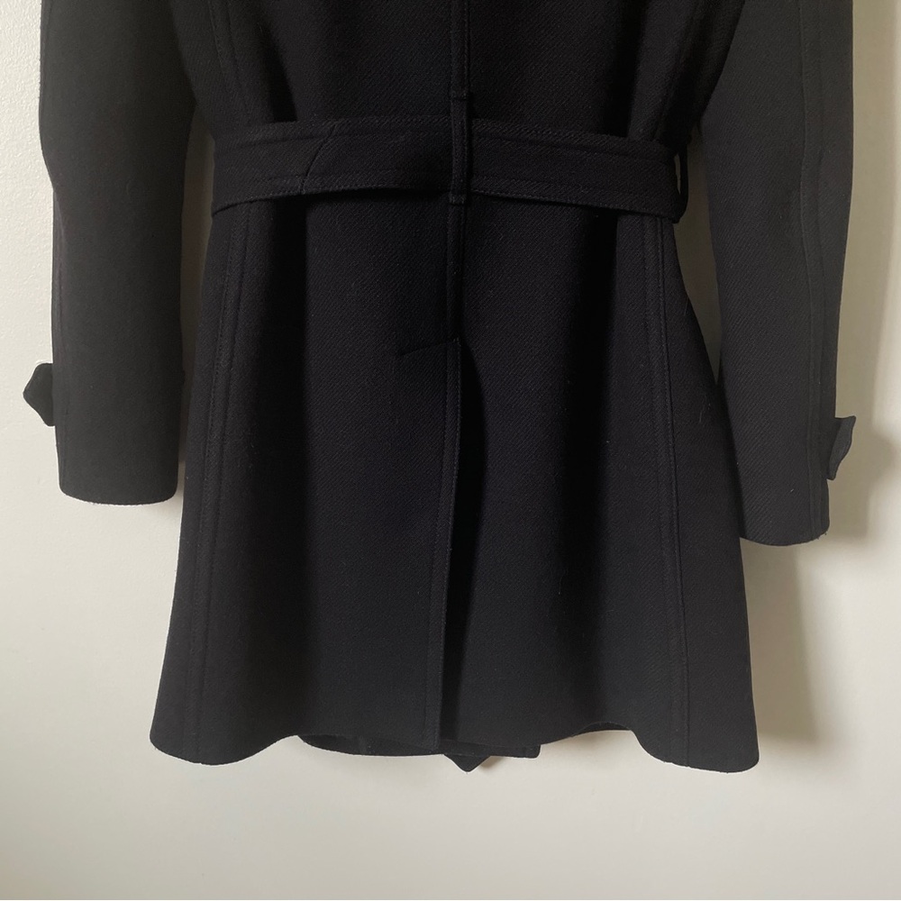 BURBERRY BRIT Luxury Wool Black Cashmere Trench Coat Jacket Structural Carcoat - Picture 9 of 16